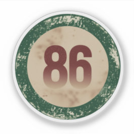 Pegatina Número 86 Vintage con Efecto de Desgaste