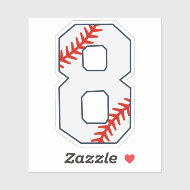 Pegatina Número 8 de Jersey de Béisbol (Hoja)