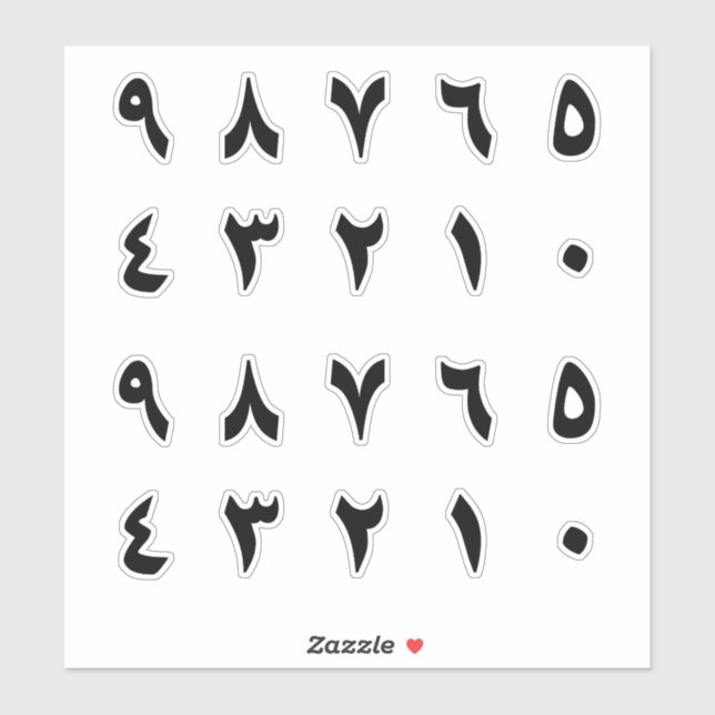 Pegatina Número de árabe negro (Hoja)