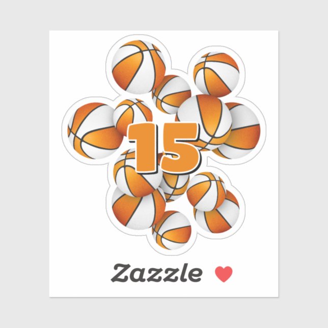 Pegatina número de jersey de niños baloncesto naranja blanc (Hoja)