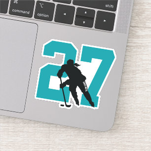 Pegatina Número de jugador de hockey Personalizado Verde az