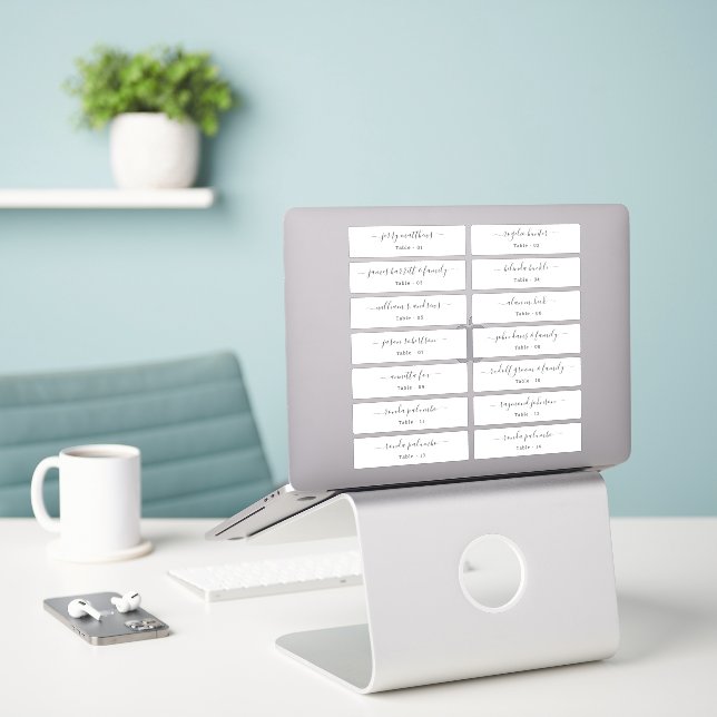 Pegatina Número de tabla de nombres de invitados de la tarj (Ordenado portátil  en el escritorio)