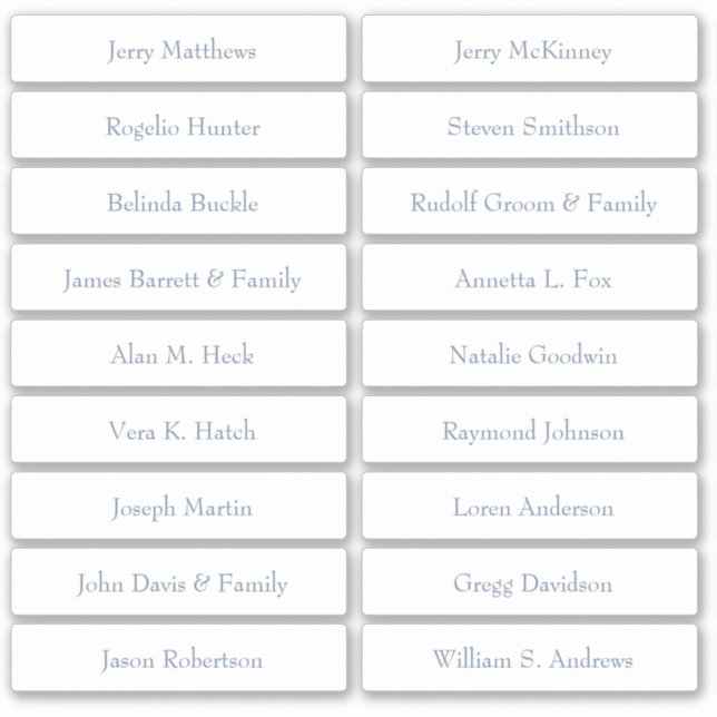 Pegatina Número de tabla de nombres de invitados de la tarj (Anverso)