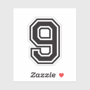 Pegatina Número nueve fuente de la universidad de 9