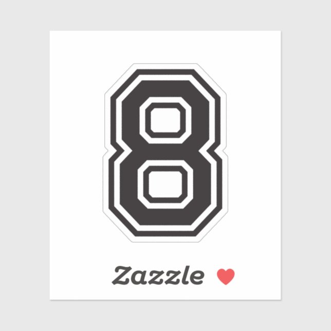 Pegatina Número ocho fuente de la escuela de deportes (Hoja)