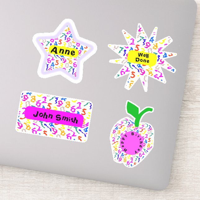 Pegatina Números coloridos y dizzy personalizados (Detalle)