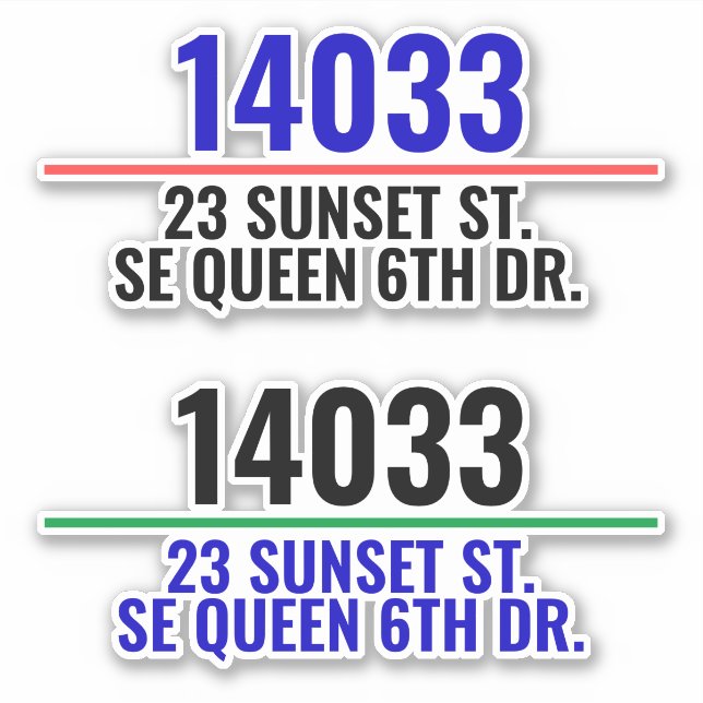 Pegatina Números de buzón de direcciones (Anverso)