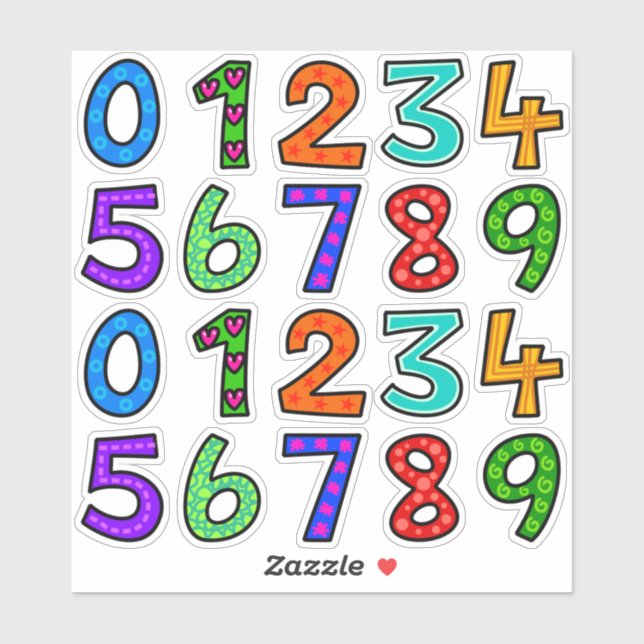 Pegatina Números dibujados a mano (Hoja)