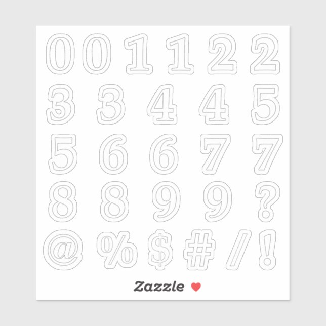 Pegatina Números y símbolos en puntos cortados (Hoja)