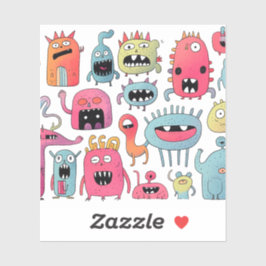 Pegatina Numerosas figuras monstruosas