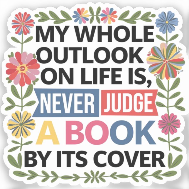 Pegatina Nunca juzgue un libro por su portada (Anverso)