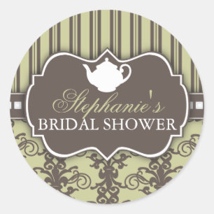 Pegatina nupcial del té de la ducha del vintage