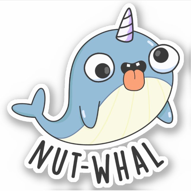 Pegatina Nut-whal Funny Narwhal Pun (Anverso)