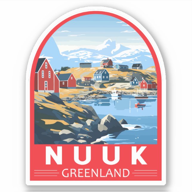 Pegatina Nuuk Greenland Travel Art Vintage (Anverso)