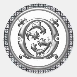 Pegatina O redondo inicial en plata