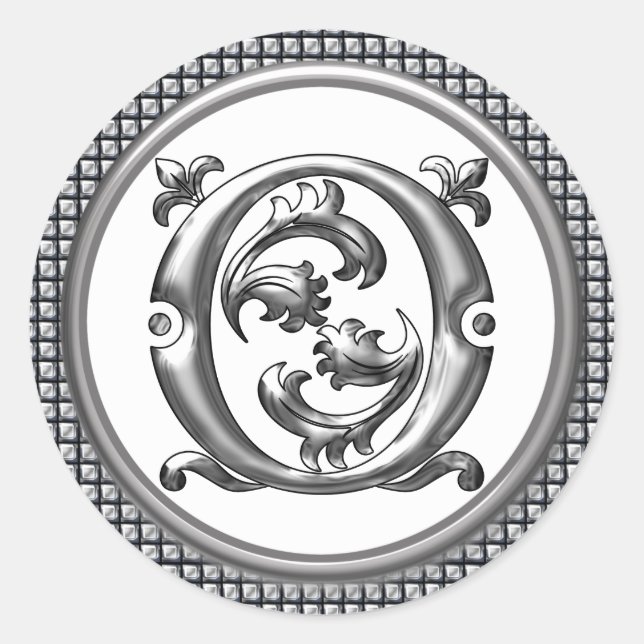 Pegatina O redondo inicial en plata (Anverso)