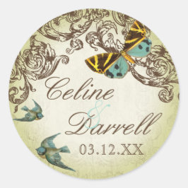 Pegatina o sello Boda botánico - Verde