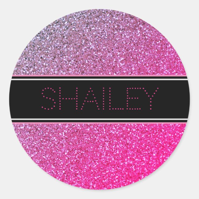 Pegatina o sello de sobre de destellos rosados (Anverso)