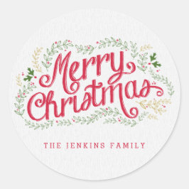 Pegatina o Sello para sobres nostálgico de Navidad