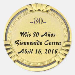 pegatina o sticker de medalla dorada cumpleaños