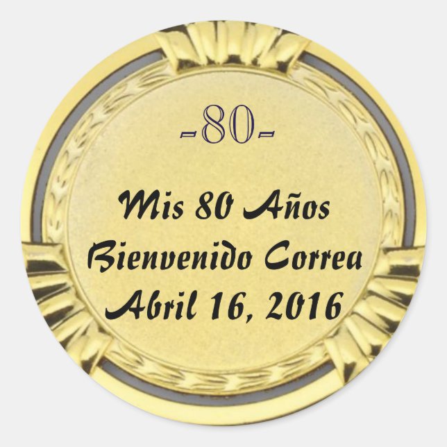 pegatina o sticker de medalla dorada cumpleaños (Anverso)