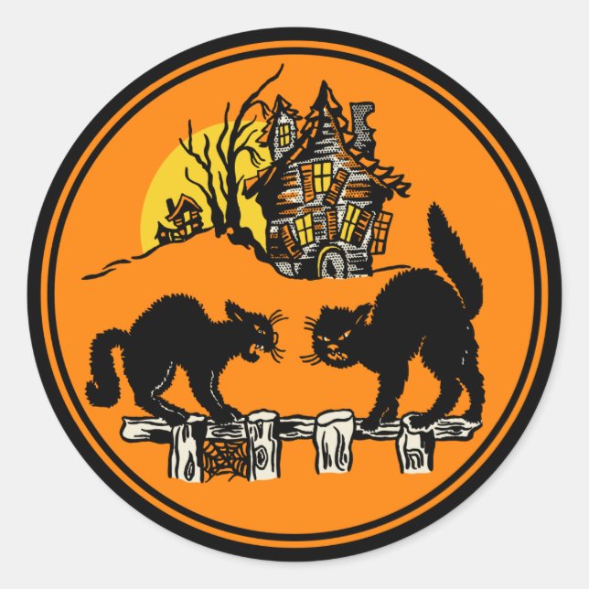 Pegatina O Trick De Tratamiento Vintage De Hallowe (Anverso)