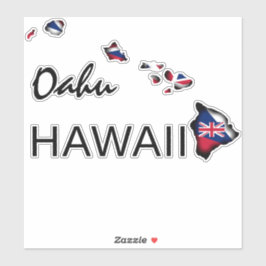 Pegatina OAHU - ISLAS HAWAII Bandera HI BLK