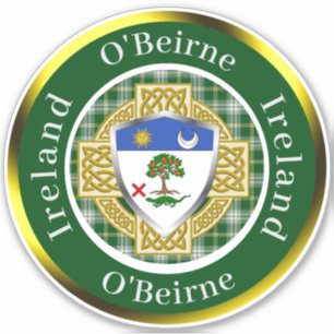 Pegatina O'Beirne Shield & Celtic Cross Personalizado