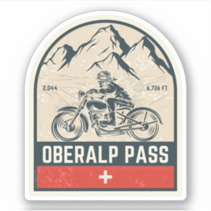 Pegatina Oberalp Pass recorrido en moto por los Alpes suizo