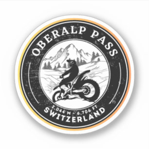 Pegatina Oberalp Pass recorrido en moto por los Alpes suizo