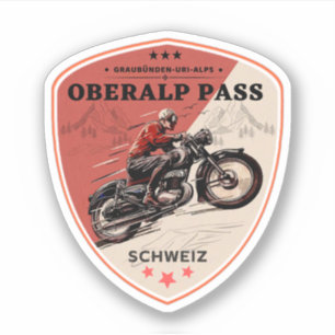 Pegatina Oberalp Pass recorrido en moto por los Alpes suizo