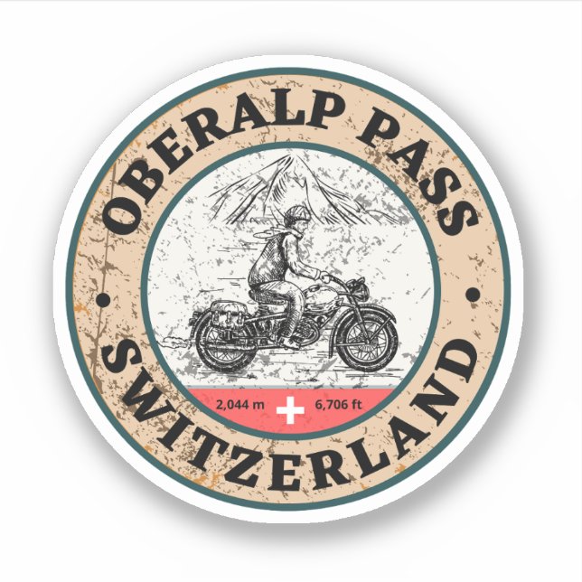 Pegatina Oberalp Pass swiss-alps (Anverso)