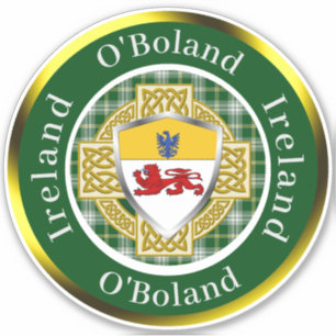 Pegatina O'Boland Shield & Celtic Cross Personalizado