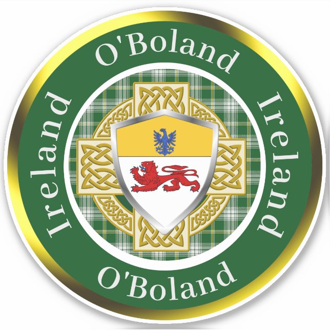 Pegatina O'Boland Shield & Celtic Cross Personalizado (Anverso)