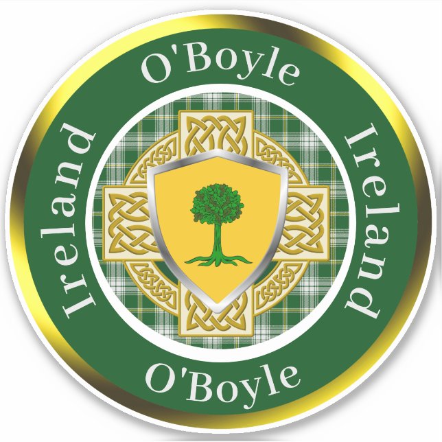 Pegatina O'Boyle Shield & Celtic Cross Personalizado (Anverso)