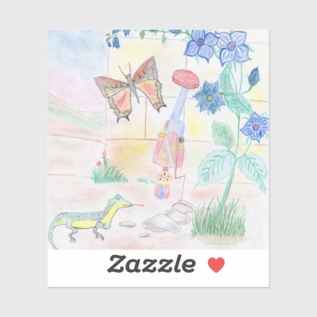 Pegatina Obra de arte de niños personalizados, juguete de d (Hoja)