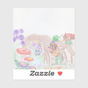 Pegatina Obras de arte de niños personalizados, dos ratones