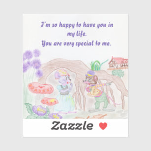 Pegatina Obras de arte de niños personalizados, dos ratones