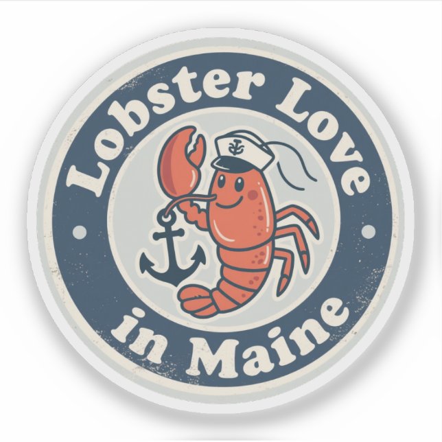 Pegatina Obras de arte marítimo de Lobster Love_ Maine (Anverso)