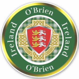 Pegatina O'Brien Irish Shield y Celtic Cross Personalizadas