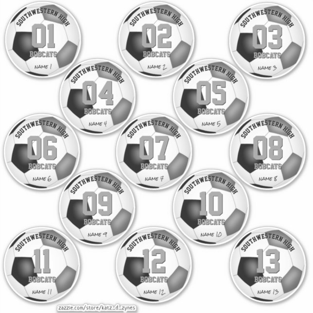 Pegatina obsequios del equipo de fútbol gris negro de 13 (Anverso)