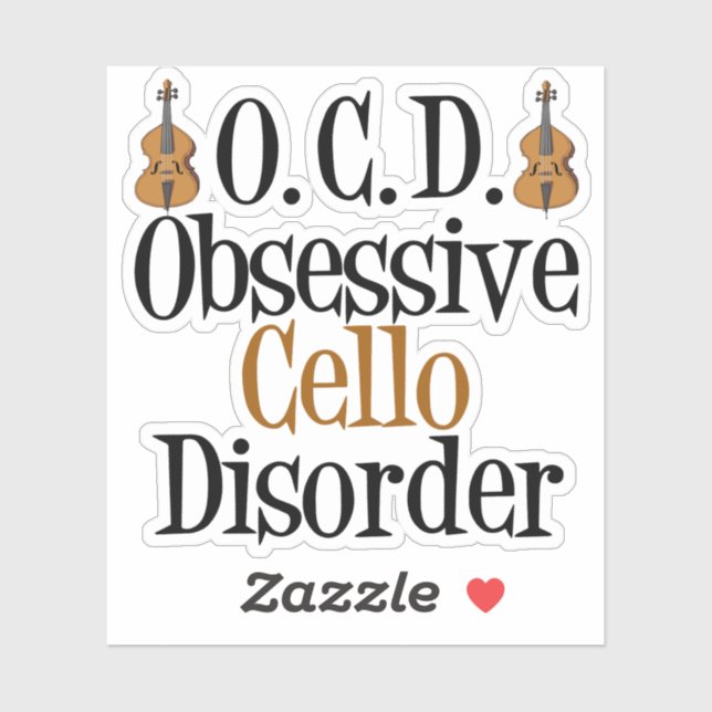 Pegatina Obsesivo Cello Disorder Funny Cellist (Hoja)