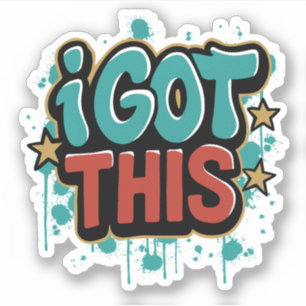 Pegatina OBTUVE ESTA Tipografía Motivacional Estilo Graffit