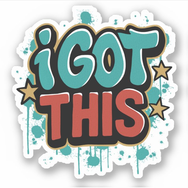 Pegatina OBTUVE ESTA Tipografía Motivacional Estilo Graffit (Anverso)