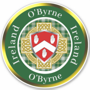 Pegatina O'Byrne Irish Shield & Celtic Cross Personalizado