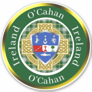 Pegatina O'Cahan Irish Shield y Celtic Cross Personalizados