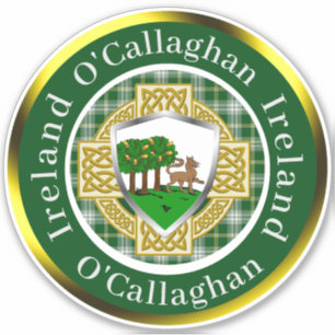 Pegatina O'Callaghan Irish Shield/Celtic Cross Personalizad