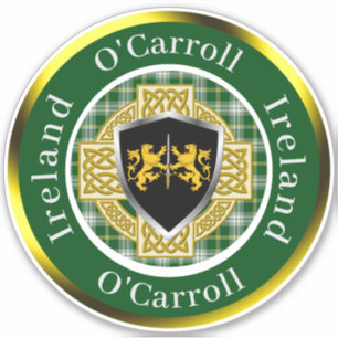 Pegatina O'Carroll Irish Shield/Celtic Cross Personalizado
