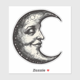 Pegatina Occulta luna gótica victoriana con cara