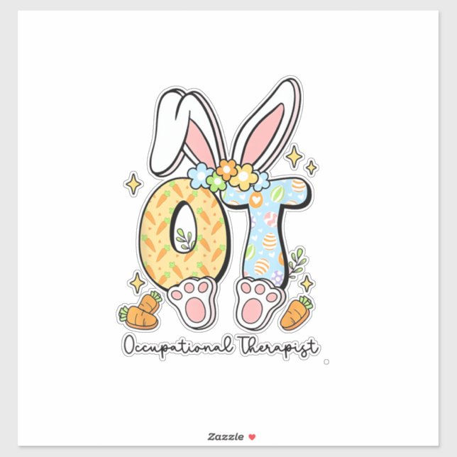 Pegatina Occupational Therapy Easter Bunny OT OTA Spring Ot (Hoja)